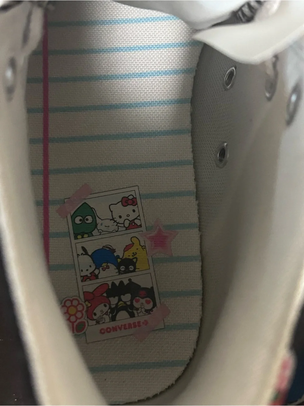 Converse White High-Top Sneakers with Pastel Character Insole